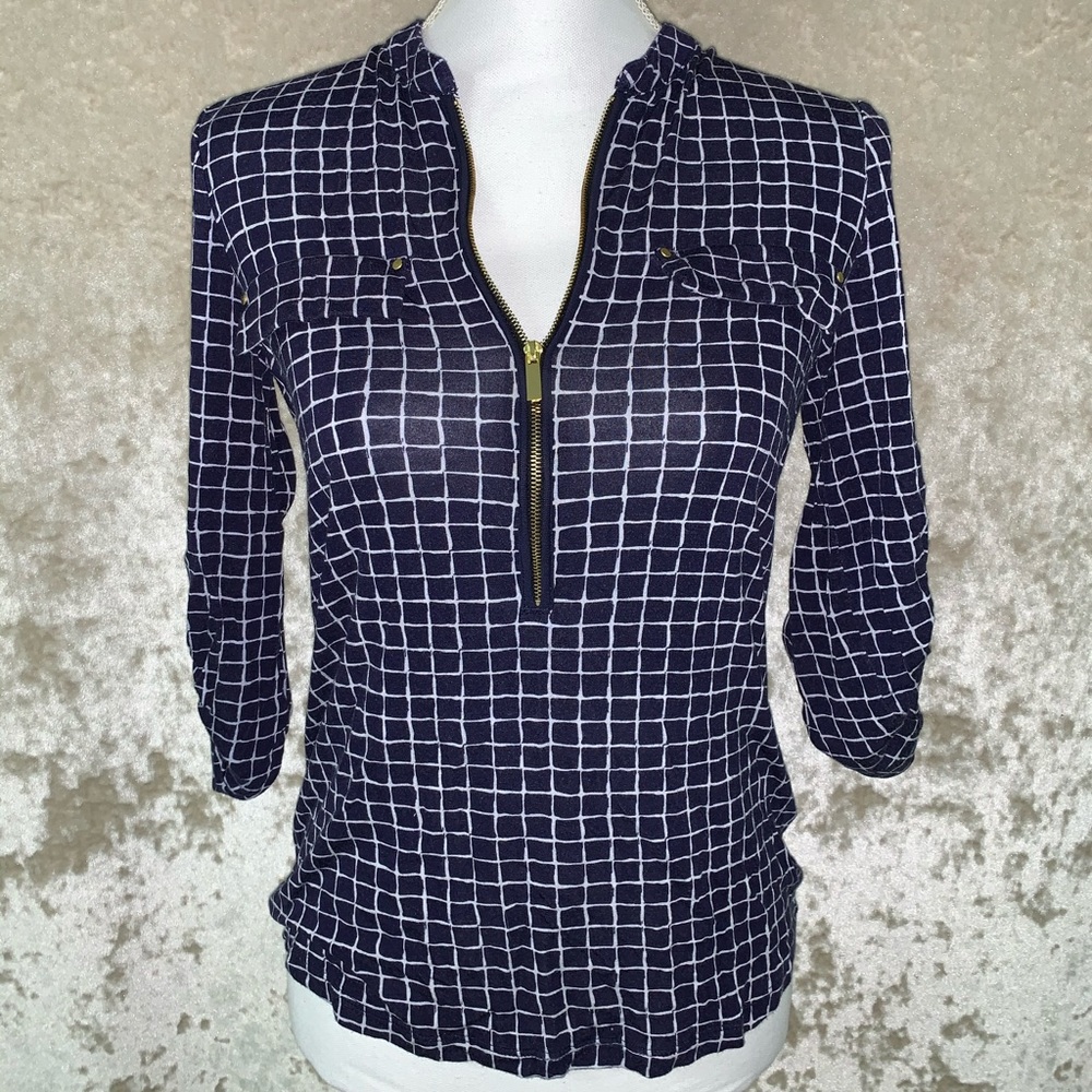 Navy Blue & White Top